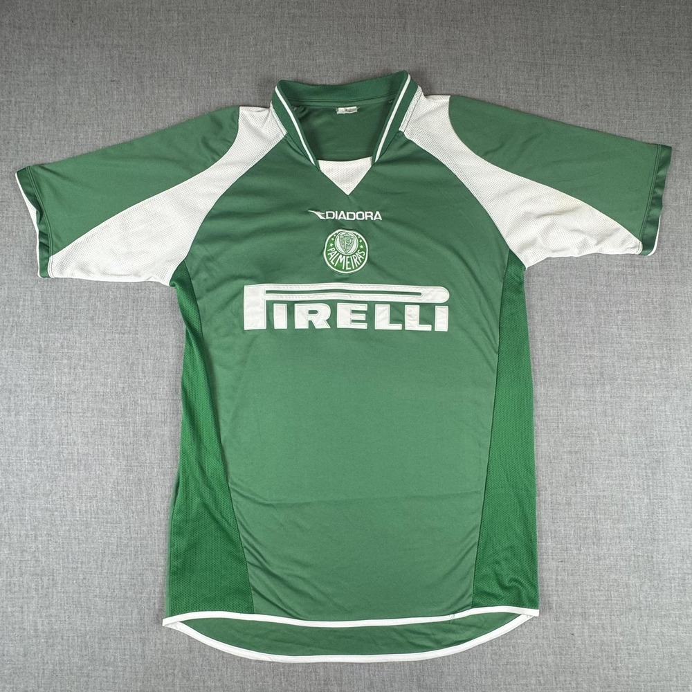 Vintage Palmeiras 2003-04 Home Jersey Mens Medium Green Diadora Pirelli Futbol
